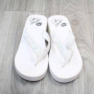 Colin Stuart White Studded Platform Sandals